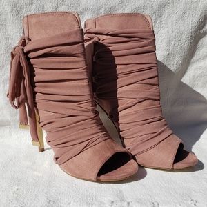 Peep Toe Heeled Booties